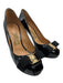 Salvatore Ferragamo Shoe Size 8 Black Patent Leather Peep Toe Bow Platform Pumps Black / 8