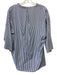 Harshman Size M Blue & White Cotton Pleat Detail Stripe V Neck Half Sleeve Top Blue & White / M