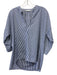 Harshman Size M Blue & White Cotton Pleat Detail Stripe V Neck Half Sleeve Top Blue & White / M