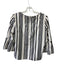 Alice + Olivia Size M Beige & Black Cotton Stripe Back Zip Trumpet Sleeve Top Beige & Black / M