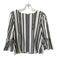Alice + Olivia Size M Beige & Black Cotton Stripe Back Zip Trumpet Sleeve Top Beige & Black / M