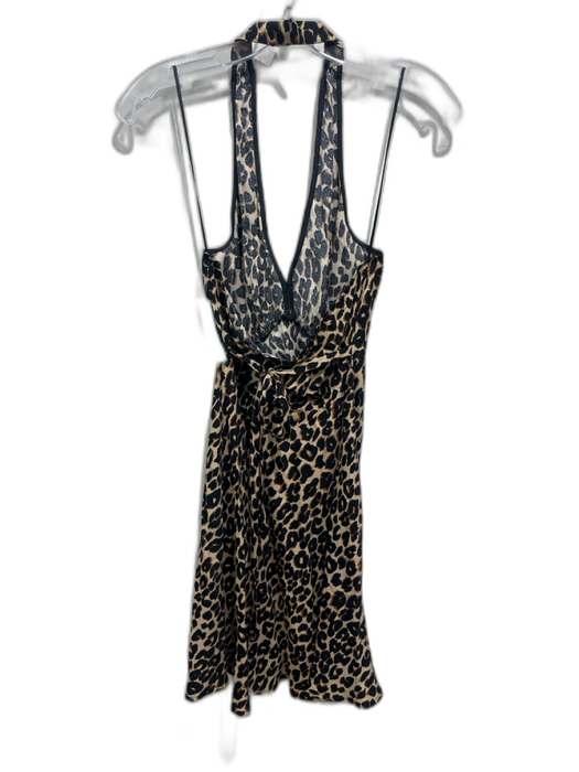 Reformation Size S Black & Brown Viscose Leopard Halter Mini Dress Black & Brown / S
