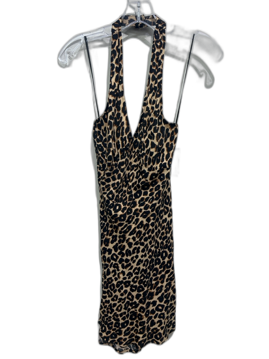Reformation Size S Black & Brown Viscose Leopard Halter Mini Dress Black & Brown / S