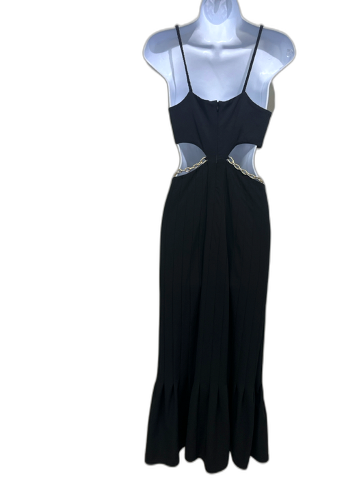 Jonathan Simkhai Size 0 Black Gold Tone Hardware Chain Link Plunge Maxi Dress Black / 0