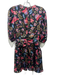 Misa Size XS Black, Pink, Blue Polyester Satin Floral Twist at Waist Mini Dress Black, Pink, Blue / XS