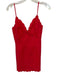 Sky To Moon Size M Red Linen Blend Scallop Detail Bow V Neck Dress Red / M