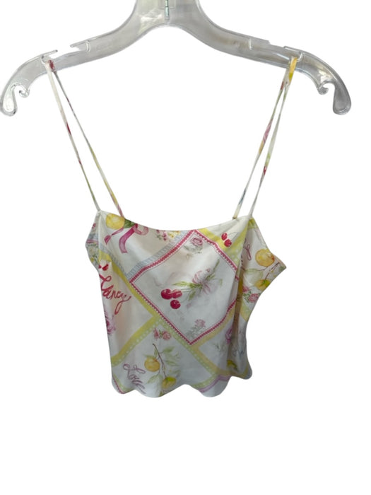 Loveshackfancy Size S Pink & Yellow Viscose & Silk Straight Neck Top Pink & Yellow / S