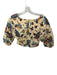 A.L.C. Size 6 Yellow & Blue V Neck Scrunch Detail Puff Sleeve Back Zip Crop Top Yellow & Blue / 6