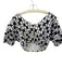 Cleobella Size S Black & White Cotton Abstract Crop Puff Sleeve Buttons Top Black & White / S