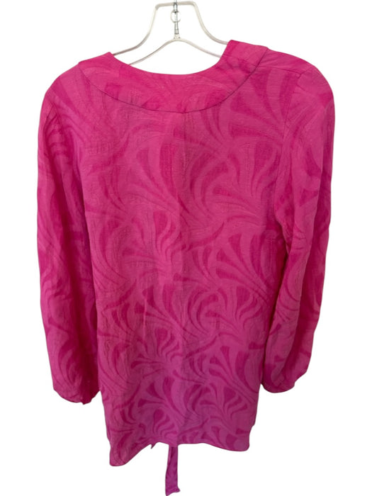 Alexis Size 8 Pink Viscose Blend Button Down Textured Tie Top Pink / 8