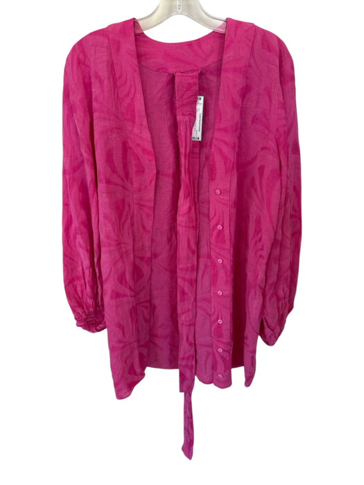 Alexis Size 8 Pink Viscose Blend Button Down Textured Tie Top Pink / 8