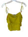 Inclan Studio Size XS Chartreuse Silk Spaghetti Strap Beads Ruffle Top Chartreuse / XS