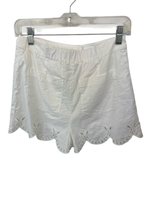 Reformation Size 4 White Cotton Blend Front Zip Back Scrunch Shorts White / 4