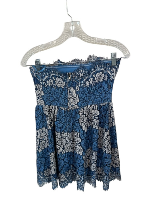 NBD Size S Blue & Navy floral Strapless Back Zip Mini Dress Blue & Navy / S
