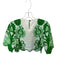 Farm Rio Size XS Green & White Linen Cropped Floral Top Green & White / XS