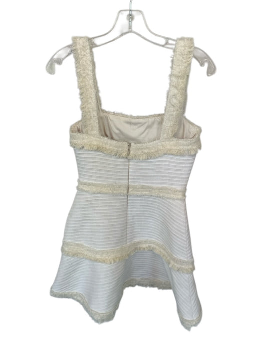 aLEXIE Size S Cream Tassle Detail Mini Square Neck Back Zip Dress Cream / S