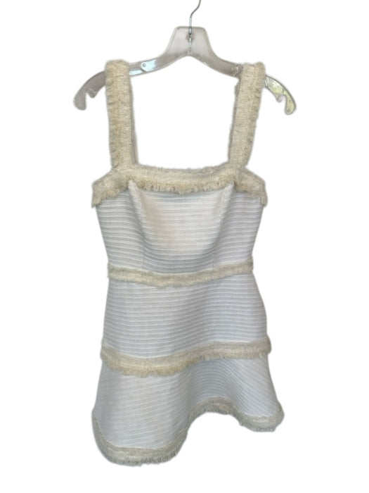 aLEXIE Size S Cream Tassle Detail Mini Square Neck Back Zip Dress Cream / S
