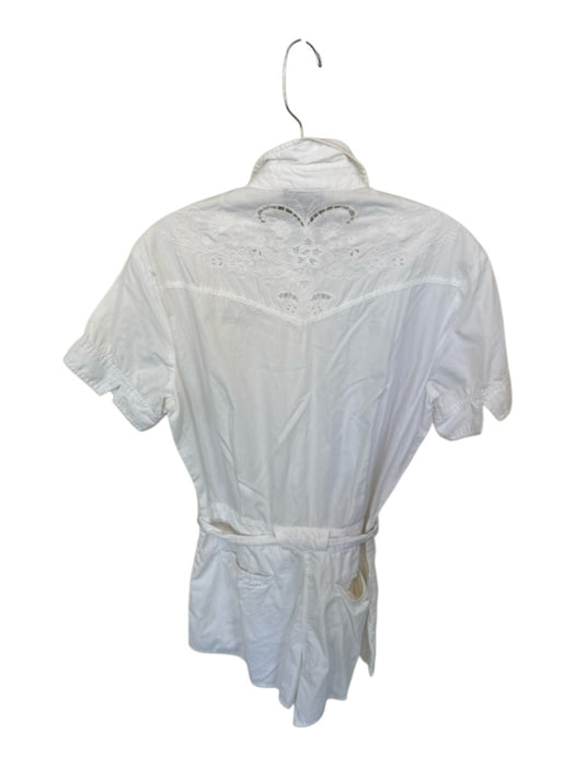 Rag & Bone Size 2 White Cotton Collar Eyelet Button Up Tie Romper White / 2