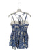 Aqua Size S Blue & White Cotton Floral Spaghetti Strap Mini Neck Tie Dress Blue & White / S