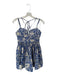 Aqua Size S Blue & White Cotton Floral Spaghetti Strap Mini Neck Tie Dress Blue & White / S