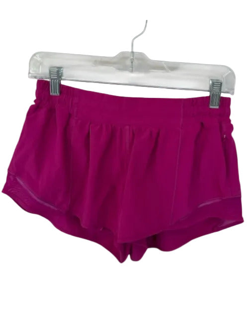 Lululemon Size 8 Magenta Nylon Elastic Waist Low Rise Mesh Accent Shorts Magenta / 8