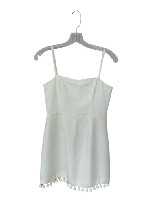 French Connection Size 4 White Polyester & Viscose Spaghetti Strap Fitted Dress White / 4