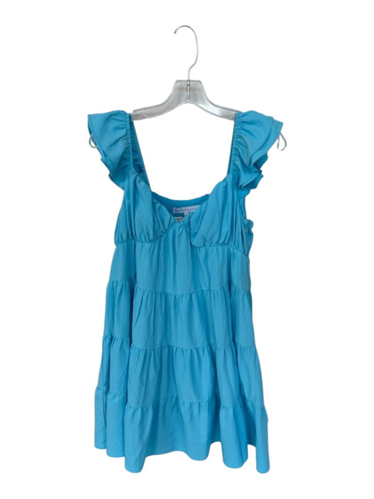 endless rose Size S Teal Synthetic Lined Ruffle Straps Tiered Mini Dress Teal / S
