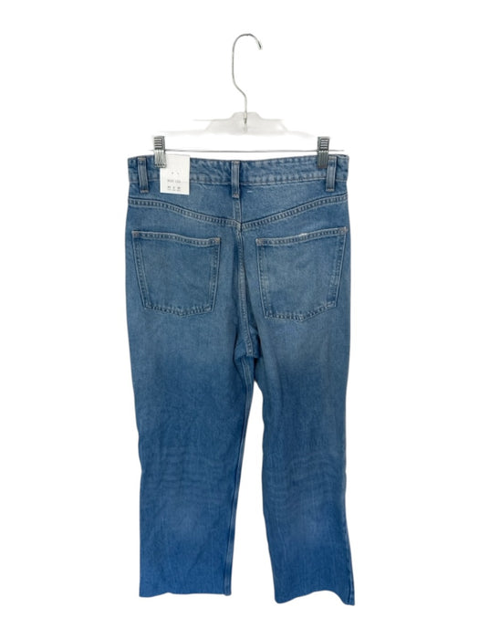 Zara Size 8 Med Wash Cotton & Lyocell Wide Leg High Rise Raw Hem Jeans Med Wash / 8