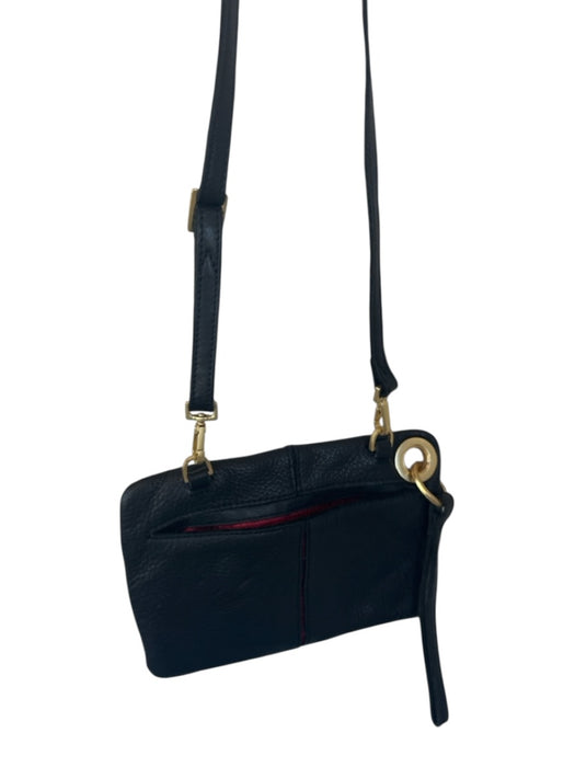 Hammitt Black Leather Gold Accents Zipper Crossbody Purse Black / Small