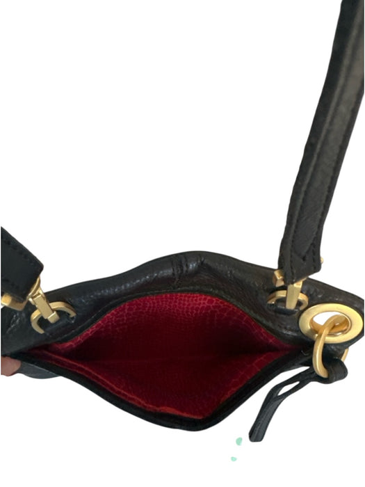 Hammitt Black Leather Gold Accents Zipper Crossbody Purse Black / Small