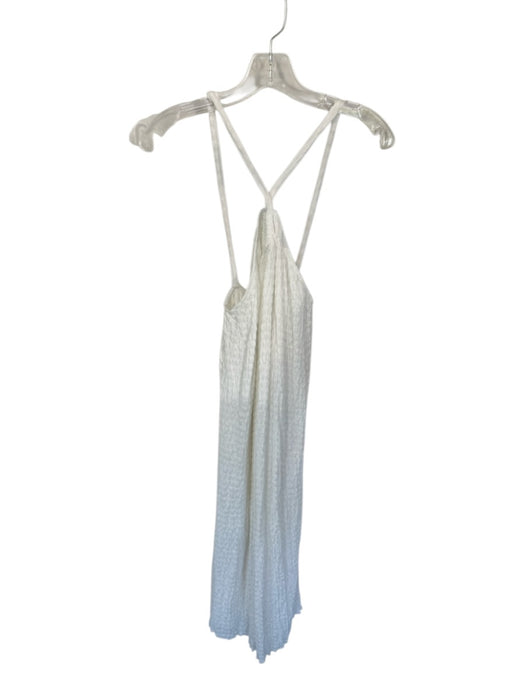 Zara Size M White Polyester Blend Maxi Razor Back Thin Straps Dress White / M