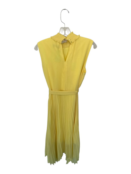 Nanette Lepore Size 6 Yellow Sleeveless Maxi Pleats Back Zip High Neck Dress Yellow / 6