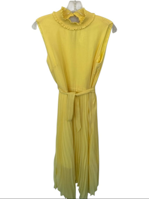 Nanette Lepore Size 6 Yellow Sleeveless Maxi Pleats Back Zip High Neck Dress Yellow / 6