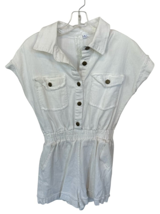 Sadie & Sage Size S Cream Button Up Collar Cap Sleeve Romper Cream / S