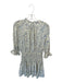 Entro Size S Blue & White Elastic Waist Front Tie Long Sleeve Ruffle Dress Blue & White / S