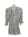 Entro Size S Blue & White Elastic Waist Front Tie Long Sleeve Ruffle Dress Blue & White / S