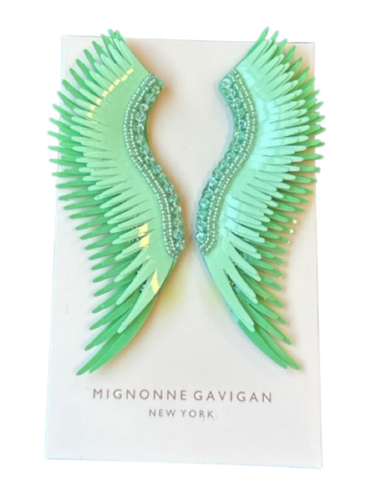 Mignonne Gavigan Mint Feather Rinestone Detail Earrings Mint