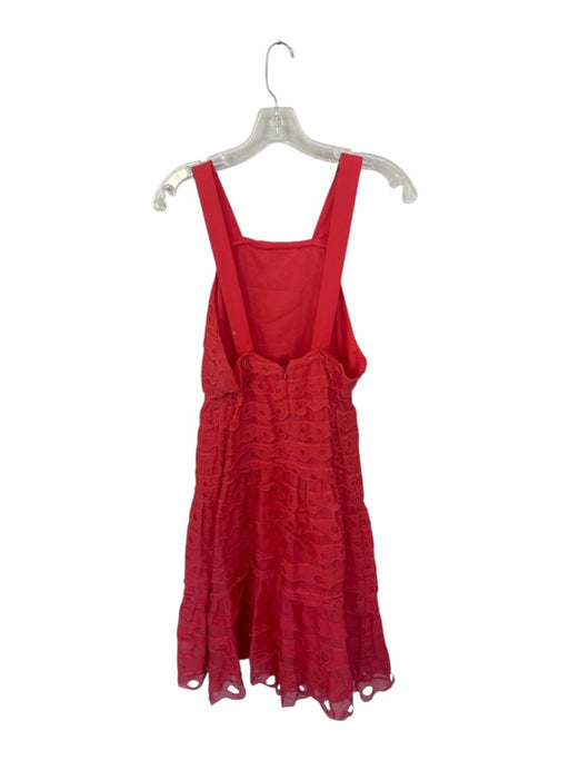 Maeve Size 0 coral Cotton Scallop Detail Eyelet Adjustable Strap Dress coral / 0