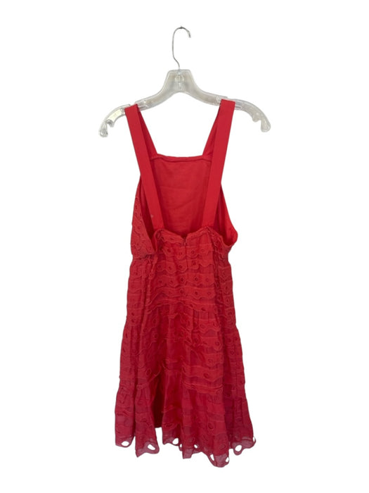 Maeve Size 0 coral Cotton Scallop Detail Eyelet Adjustable Strap Dress coral / 0