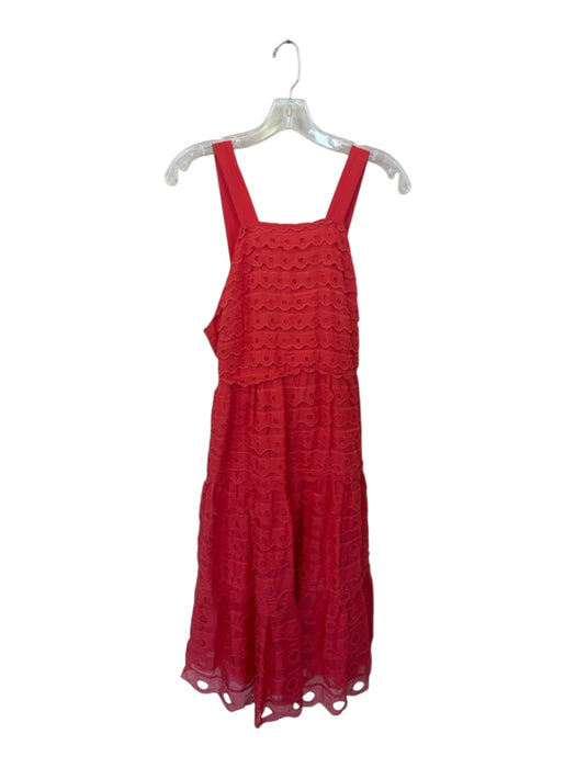 Maeve Size 0 coral Cotton Scallop Detail Eyelet Adjustable Strap Dress coral / 0