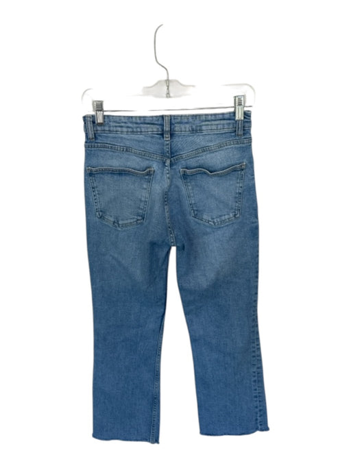 Zara Size 4 Med Wash Cotton Blend Raw Hem Straight High Rise Jeans Med Wash / 4