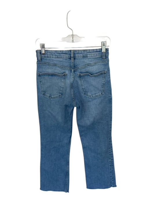 Zara Size 4 Med Wash Cotton Blend Raw Hem Straight High Rise Jeans Med Wash / 4