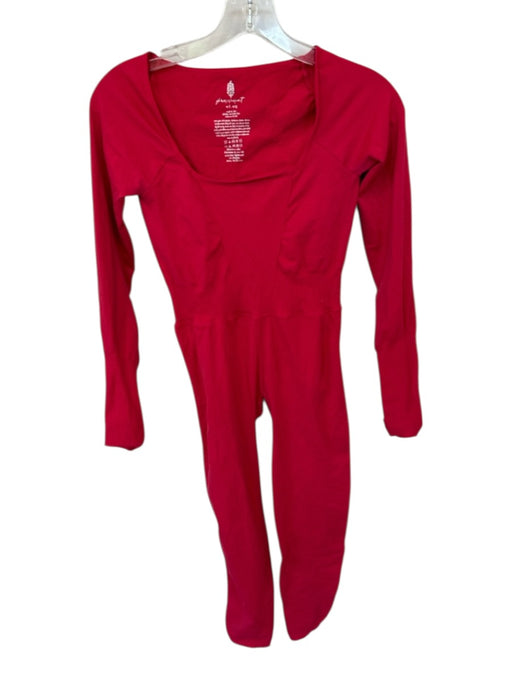 FP Movement Size M/L Cherry Red Nylon Blend Legging Square Neck Athletic Jumper Cherry Red / M/L