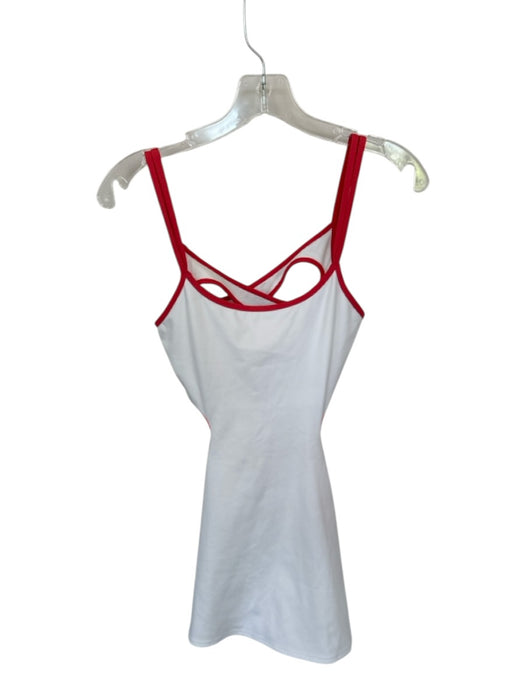 FP Movement Size S White & Red Cross Back Spaghetti Strap Cut Outs Dress White & Red / S
