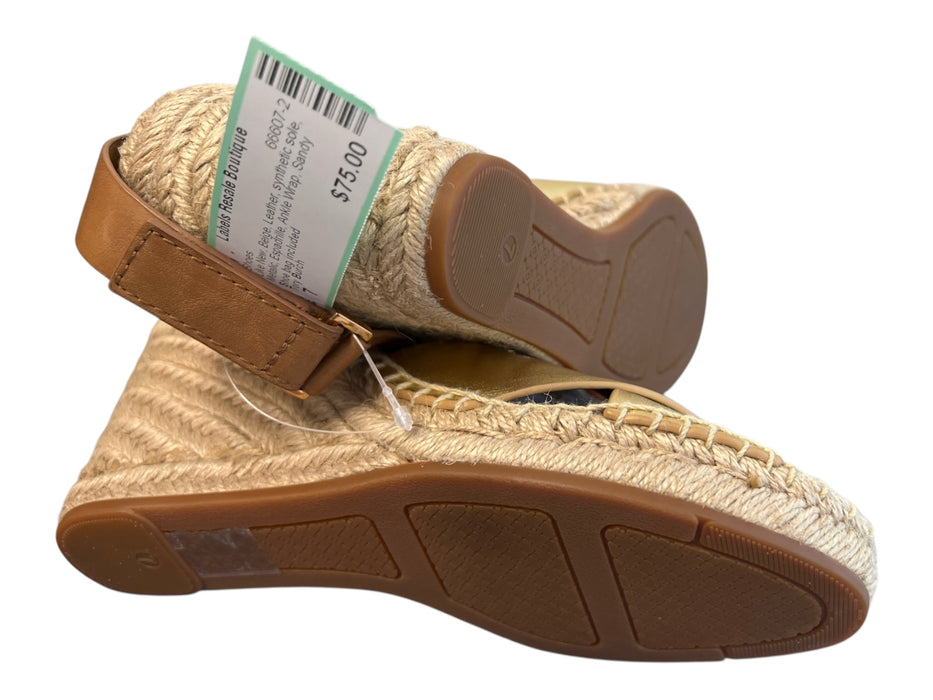 Tory Burch Shoe Size 7 Beige Leather synthetic sole Metalic Espadrille Shoes Beige / 7