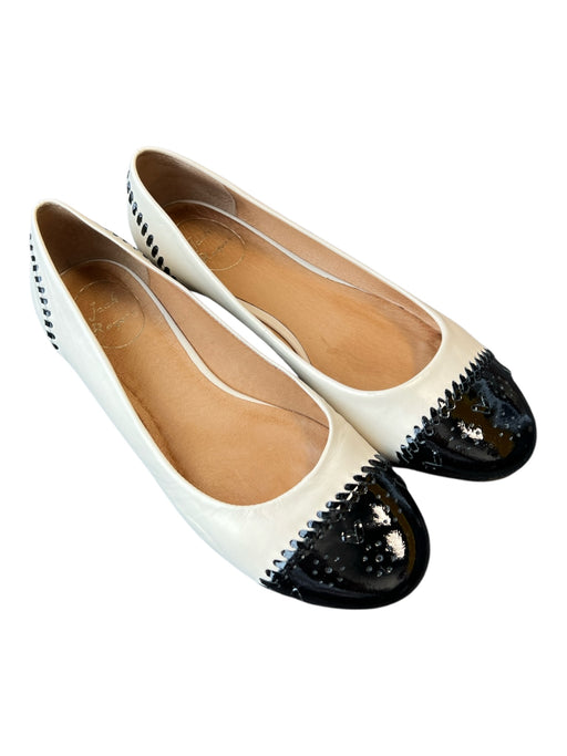 Jack Rogers Shoe Size 7M White & Black Leather Color Block Stitch Design Shoes White & Black / 7M