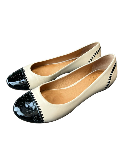 Jack Rogers Shoe Size 7M White & Black Leather Color Block Stitch Design Shoes White & Black / 7M