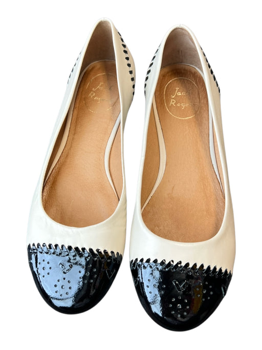 Jack Rogers Shoe Size 7M White & Black Leather Color Block Stitch Design Shoes White & Black / 7M