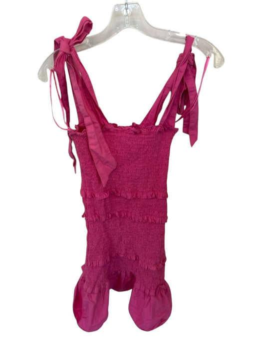 Hyfve Size L Pink Cotton Tie Straps Ruffle Sinch Detail Mini Dress Pink / L
