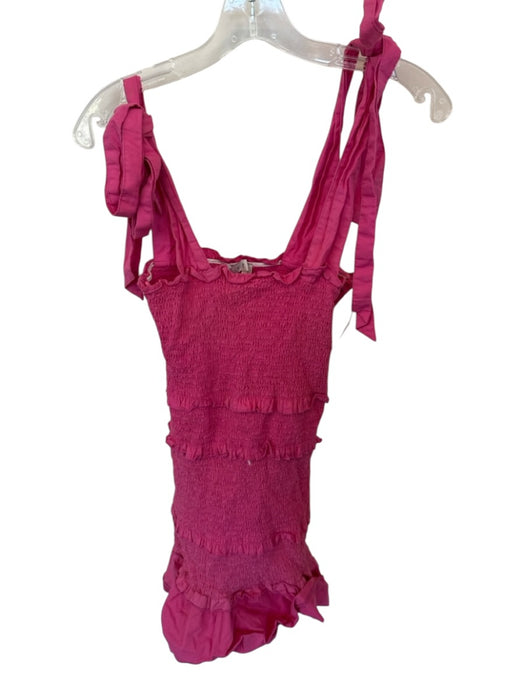 Hyfve Size L Pink Cotton Tie Straps Ruffle Sinch Detail Mini Dress Pink / L